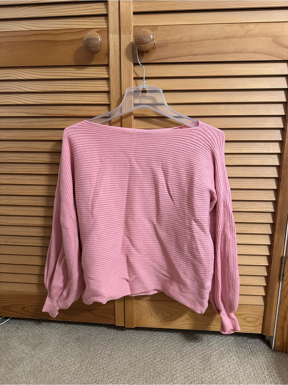 Forever 21 Pink Off-the-Shoulder Ribbed Sweater